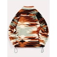 thumbnail image 5 of Women'S Ethnic Print Micro Pellet Plush Zip Front Jacket with Pockets Soft Fleece Outerwear Mixed Color M, 5 of 9