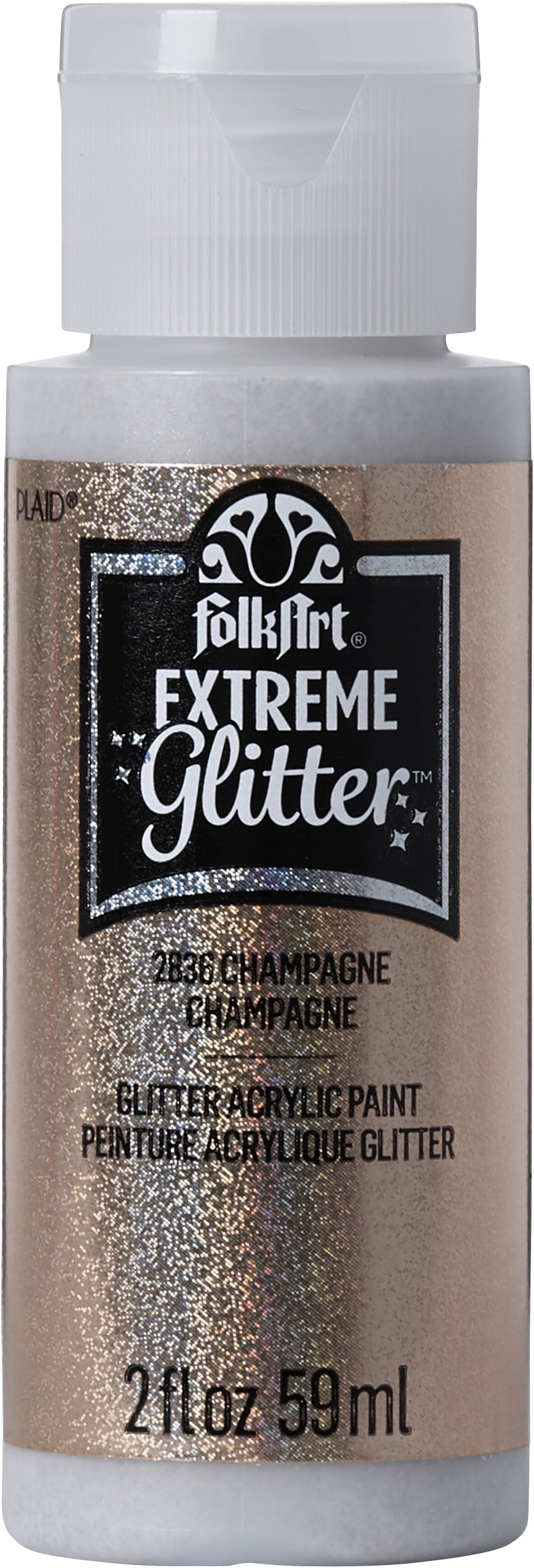 FolkArt Extreme Glitter Acrylic Craft Paint, Glitter Finish, Champagne, 2 fl oz