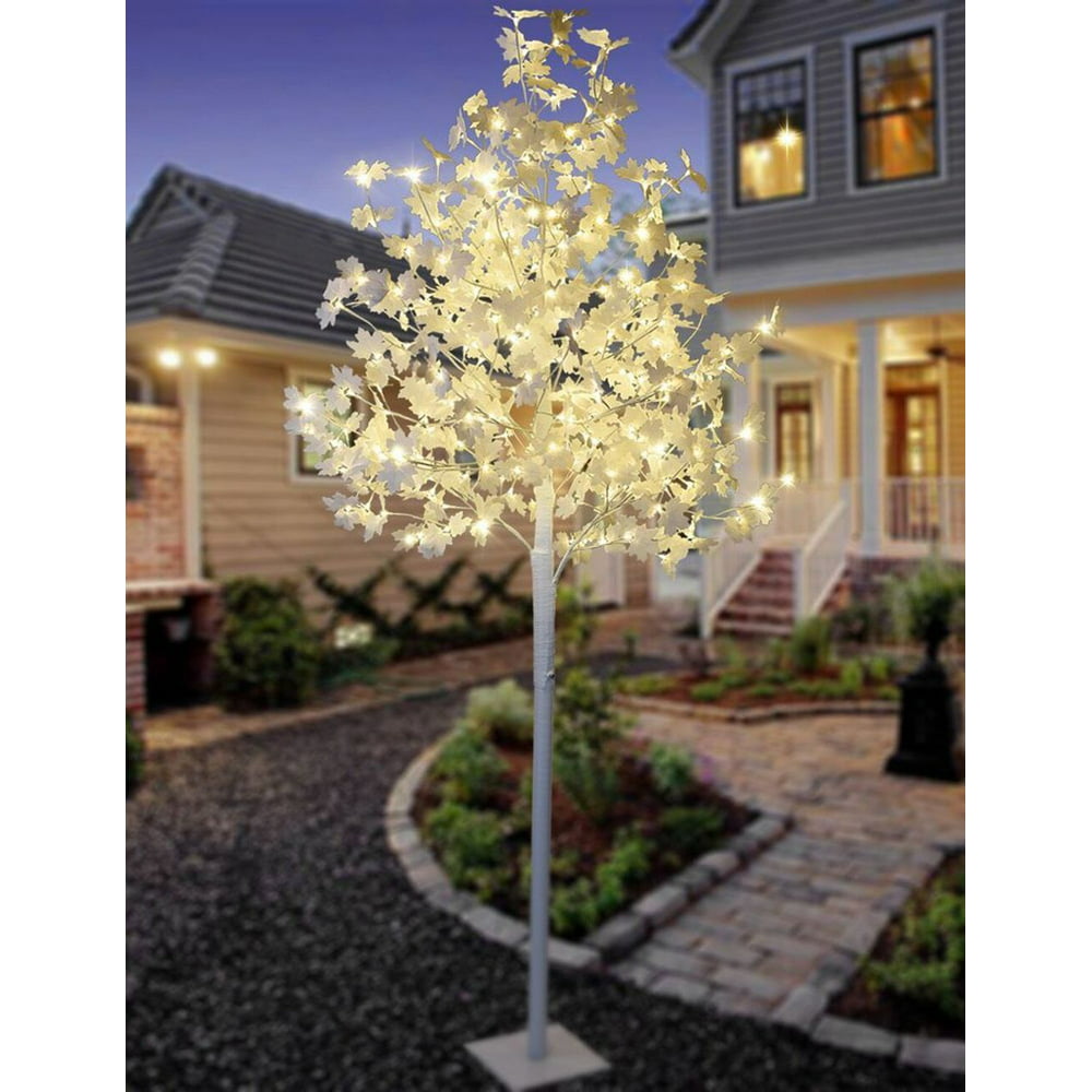 Lightshare 6 ft. White Maple Tree with LED Lights, With Remote Control for Warm White, Clear