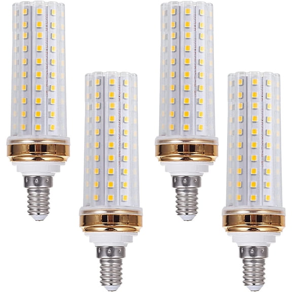 ABCISI E12 LED Light Bulbs,20W Candelabra LED Bulbs 180 Watt Equivalent - 88 LEDs 2835 SMD 1800lm 6000K Daylight White Decorative Candle Base E12 LED Chandelier Bulbs,AC85-265V, 4 Pack,