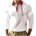 thumbnail image 2 of Stamzod Long Sleeve Work Shirts for Men Fashion Strip Printed Turndown Pulover Basic Tee Tops Casual Workout Shirts for Men Red B M, 2 of 4