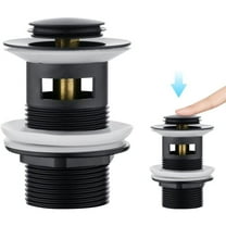 Universal Sink Drain with Overflow, Pop-Up Drain Stopper, Matte Black, Compatible with Most Brands