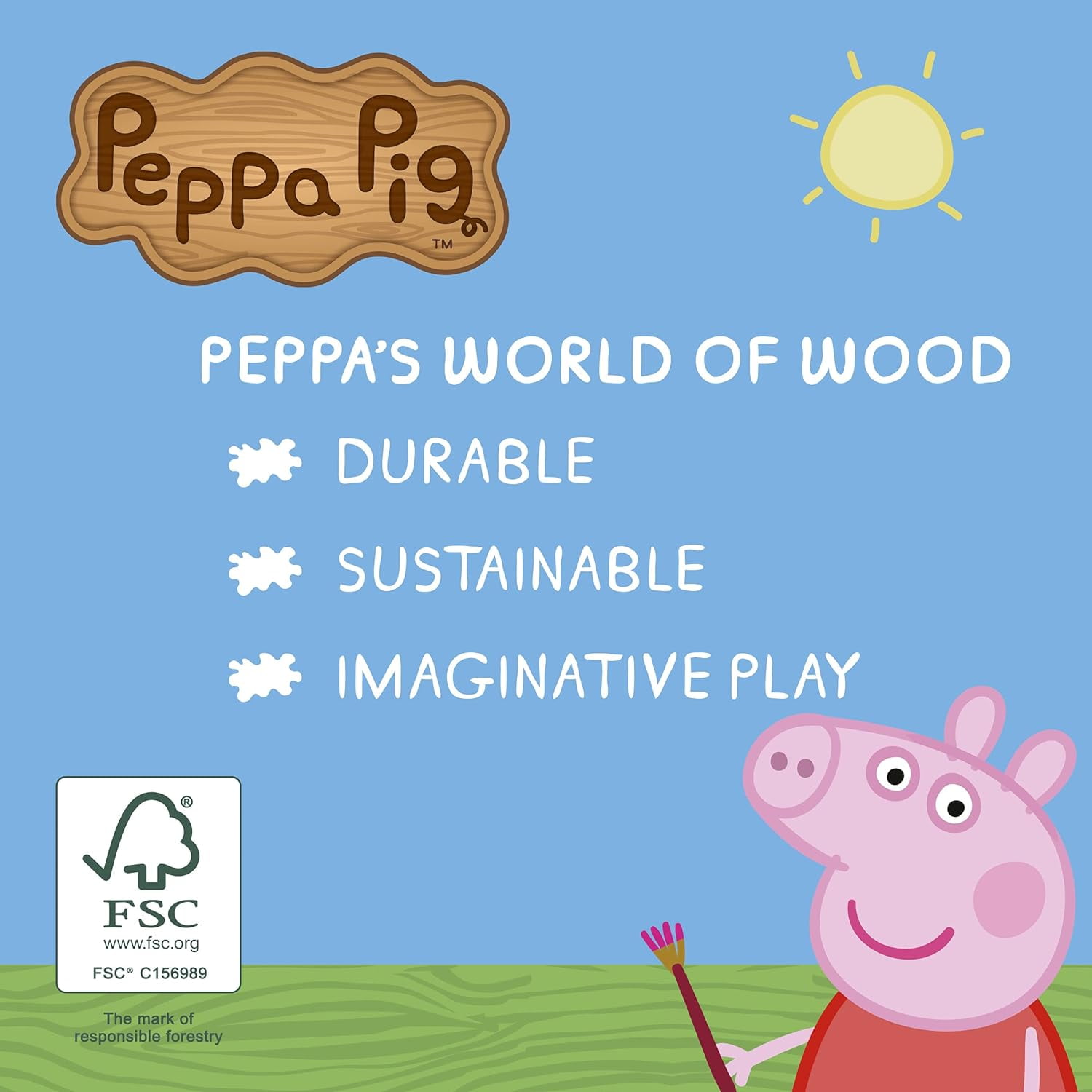 Peppa Pig 42" Tall Wooden Play Easel Chalkboard Fun Drawing 2-Story Peppa House