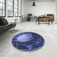 thumbnail image 3 of Ahgly Company Indoor Round Patterned Light Slate Blue Area Rugs, 4' Round, 3 of 6