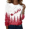 thumbnail image 2 of Inglocry Women Christmas Tops Long Sleeve Womens Top Funny Christmas Graphic Tshirts Crewneck Holiday Pullover Tops Hot Pink S, 2 of 7