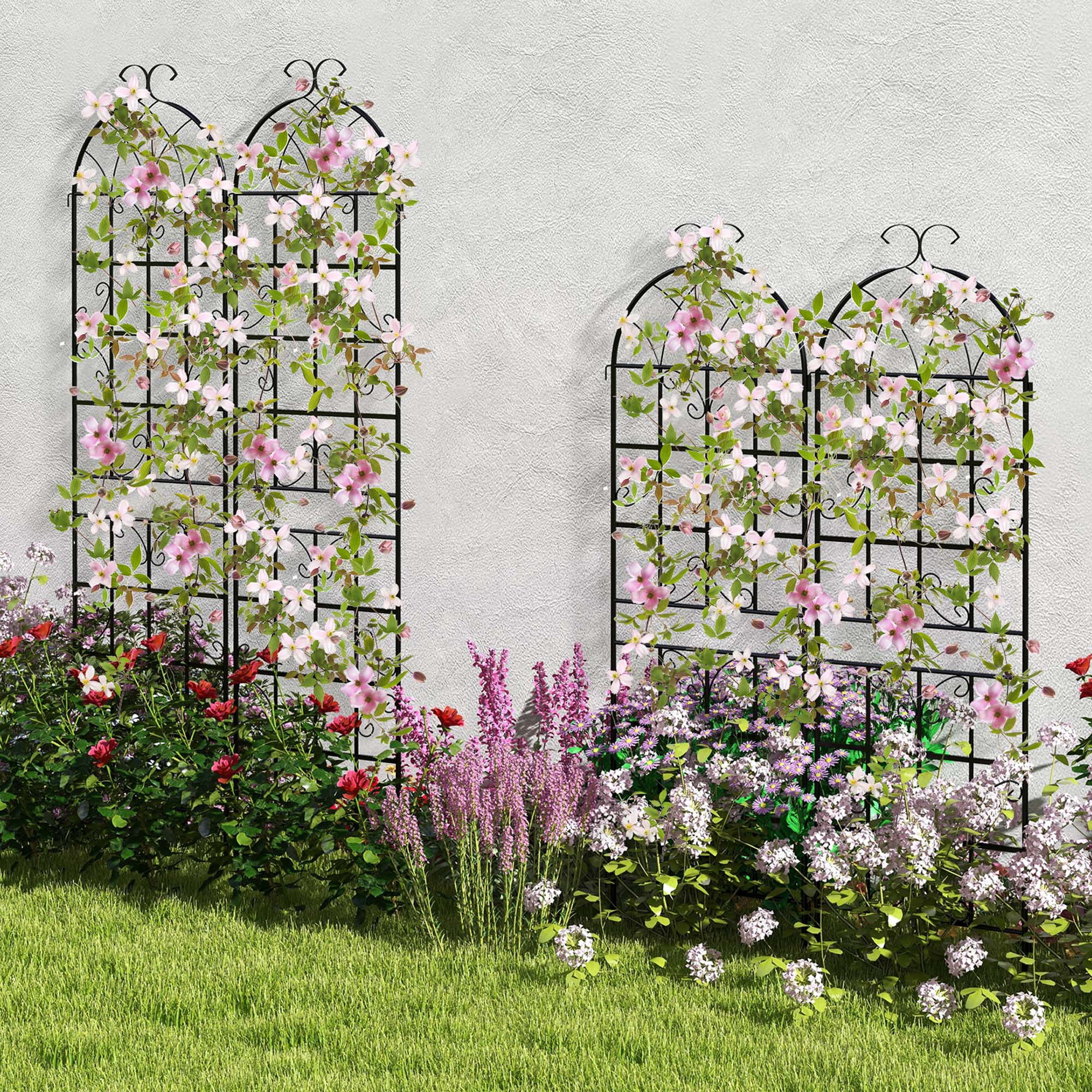 Costway 4 Pack 87" x 20" Metal Garden Trellis Decorative Outdoor Trellis