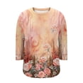 thumbnail image 5 of MLQIDK Womens Plus Size Tops 4x-5x Trendy V Neck T Shirts Floral Graphic Tees 3/4 Sleeve Blouses Dressy Casual Trendy Tunics Pink 2XL, 5 of 6