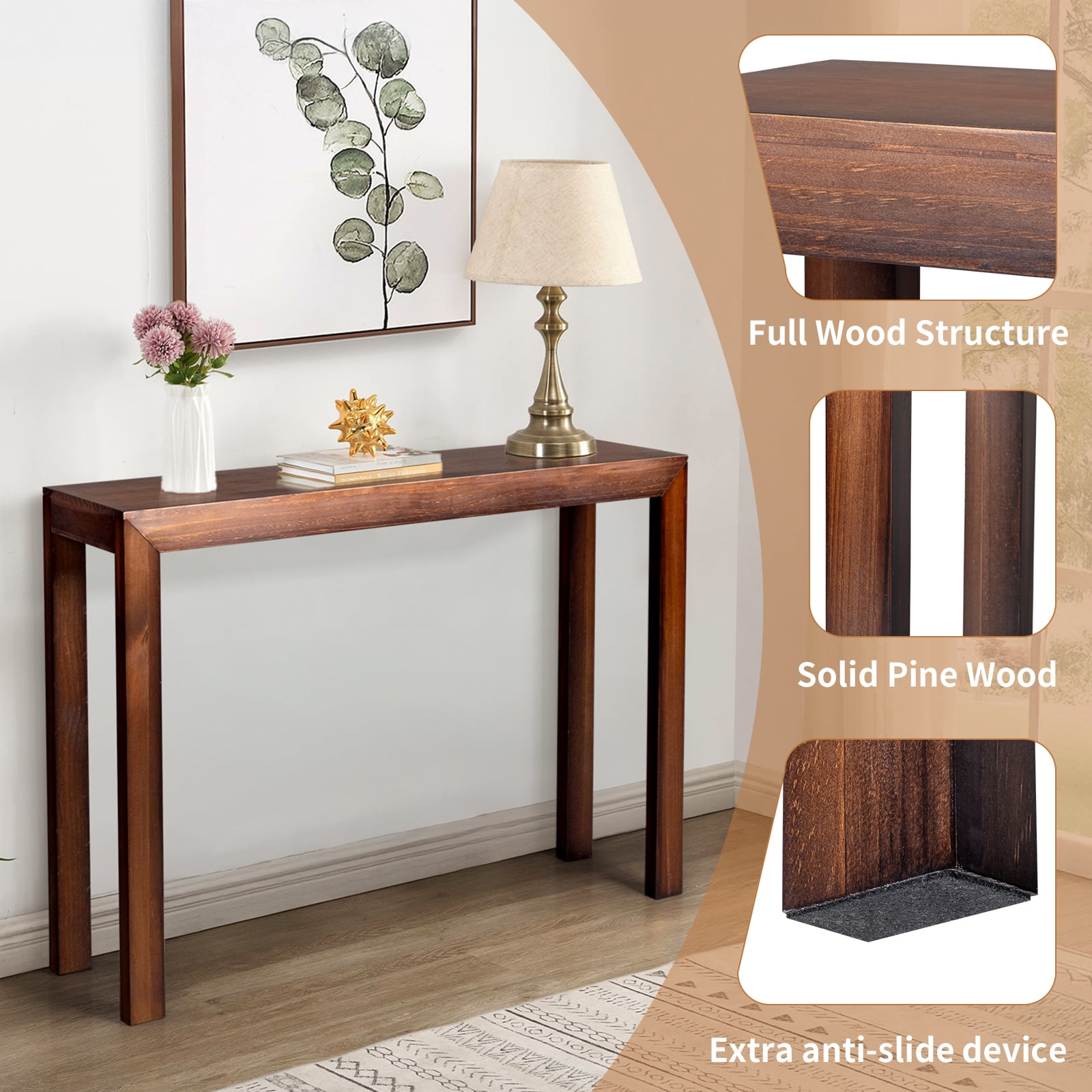 Ktaxon Wooden 3-Shelf Modern Console Table, Entry Sideboard