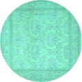 thumbnail image 1 of Ahgly Company Machine Washable Indoor Round Persian Turquoise Blue Traditional Area Rugs, 6' Round, 1 of 4