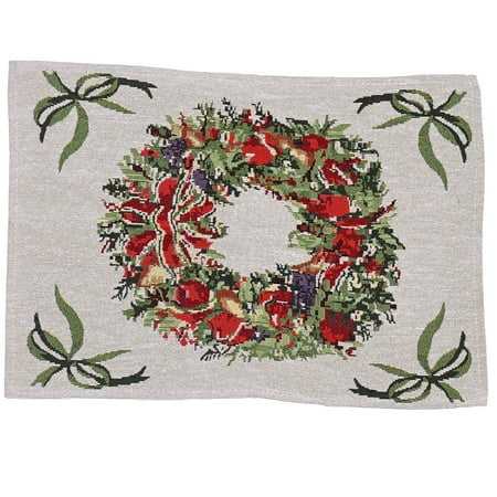 

One opening Christmas Placemats Non Slip Heat-Resistant Table Mats with Santa Claus Wreath Tree Deer Print for Dining Room Decor
