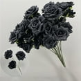 thumbnail image 2 of Nanoei Artificial Rose Bouquet, Realistic Fake Roses for Wedding Valentine'S Day, Home Table Decoration Centerpiece in Vase Black, 2 of 8