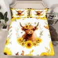thumbnail image 2 of Homewish Rustic Cow Animal Twin Sheet Sets, Vibrant Yellow Sunflower Twin Fitted Sheet, Farmhouse Plant Botanical Flat Sheet, Lightweight Room Decor, 3pcs, 2 of 7