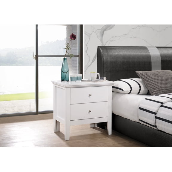 Knubmt Nightstand with 2 Drawers and Handle, Beside Table for Home, Office, Bedroom, White