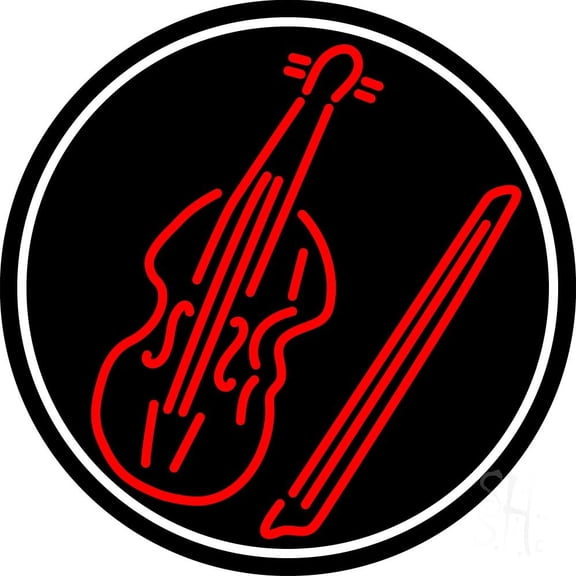 Violin LED Neon Sign 18 X 18 - inches Black Square Cut Acrylic Backing, with Dimmer - Premium built indoor Sign for Studio, Club, Home dcor, Event, Workshop, Storefront.
