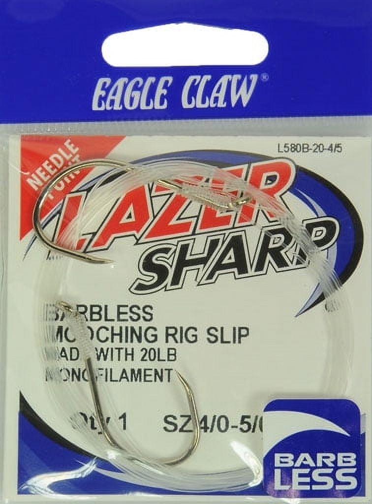 (5 pack) Lazer Sharp L580B-20-4/5 20 lb Barbless Slip Mooching Rig, Clear, Size 4/5