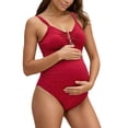 thumbnail image 4 of Gyexs Maternity Womens One Piece Swimsuit Ruched Front Keyhole Bathing Suit Adjustable Straps #03 Watermelon Red, Size L, 4 of 6