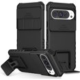 thumbnail image 1 of KOMI Compatible with Google Pixel 9/Pixel 9 Pro Case, Built in Slide Camera Lens Cover, Invisible Kickstand,Shockproof Full Body Protective Phone Cover (Black), 1 of 5