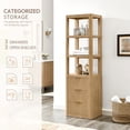 thumbnail image 3 of Vinnova Cadiz 72"H Solid Oak Wood Bath Linen Storage Cabinet in Washed Ash Gray, 3 of 12