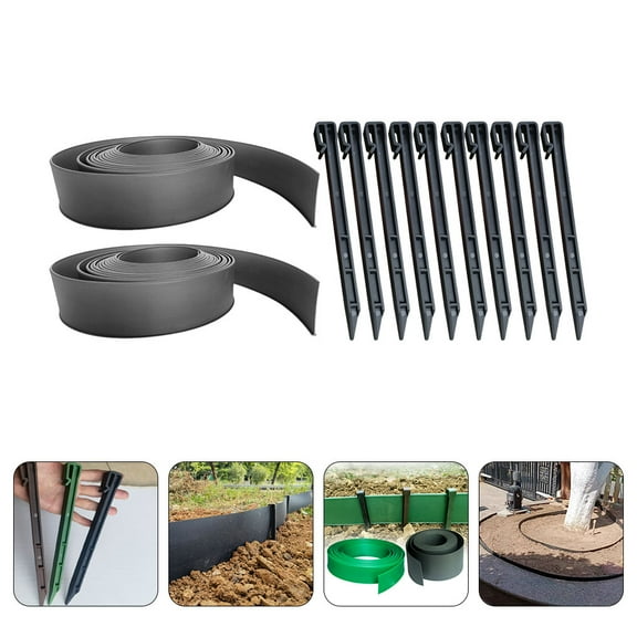 SEWCHICS Lawn Landscape Garden Edging Black Plastic 1 Set