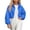 Blue, variant on Women Long Sleeve Stand Collar Full Zip Up Solid Drawstring Hem Loose Cropped Windbreaker Jacket