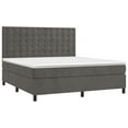 Box spring bed with mattress dark grey 180x200 cm velvet