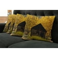 thumbnail image 5 of Ambesonne Autumn Throw Pillow Cover 4 Pack, Landscape Cottage Grunge, 18", Yellow and Brown, 5 of 5