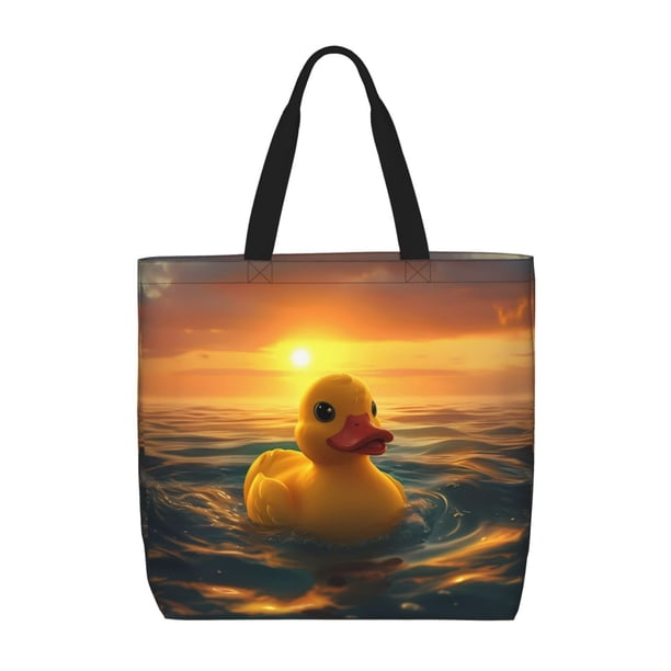 Easygdp Cartoon Swimming Yellow Duck Bolsa Tote para Mujer, Bolso de Hombro para Trabajo, Playa, Viajes, Compras y Supermercado