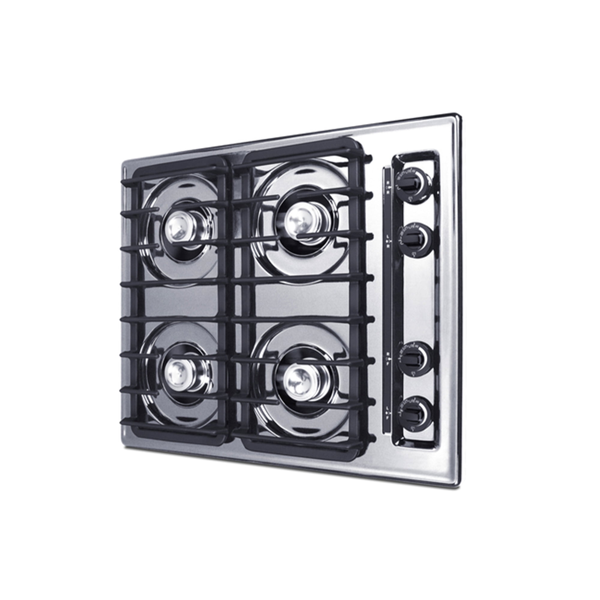 Summit 24 Inch Gas Cooktop, 4 Burners, Electric Ignition, 115V-3 Gas Cooktop, Made in the USA, Stainless Steel - ZNL033I