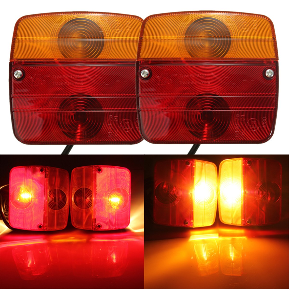 12V Red Amber 4Functions Rear Caravan Towing Boat Trailer