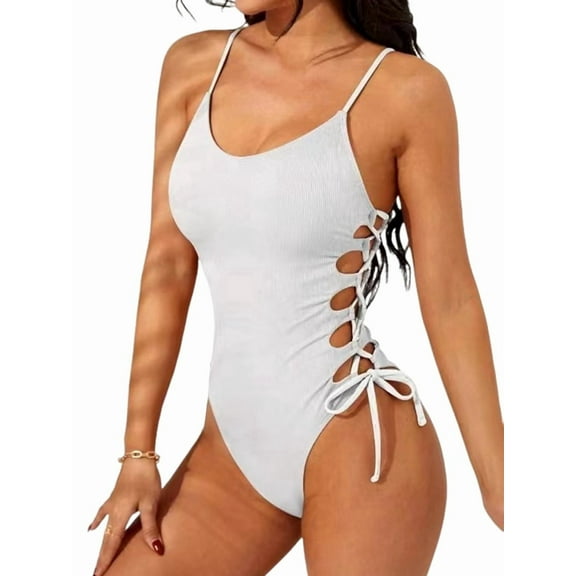One-Piece Swimsuit Women'S Swimsuit High Slit Women'S One-Piece Swimsuit One-Piece Swimsuit White XL