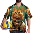 thumbnail image 4 of Retro Cat Men's Short Sleeve Beach Shirts Hawaiian Button Down Casual Summer Printed Unisex Top, 4 of 6