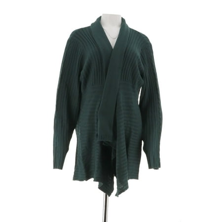 Dennis Basso - Dennis Basso Shawl Collar Open Front Cardigan Cable ...