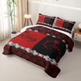 thumbnail image 3 of Erosebridal Queen And King Bed Spread Queen,Vintage Damask Print Queen Coverlet Set For Men Omen,Red Black,3-Piece, 3 of 7
