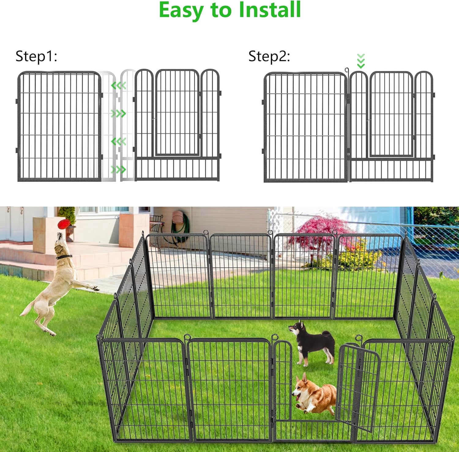 Jhsomdr Decorative Garden Fence 32" Height 20 Panels Heavy Duty Metal No Dig Animal Barrier Garden Wire Fencing for Yard