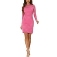 thumbnail image 2 of INSPIRE CHIC Women's Elegant Floral Lace Boat Neck Wedding Party Cocktail Bodycon Dress L Hot Pink, 2 of 6