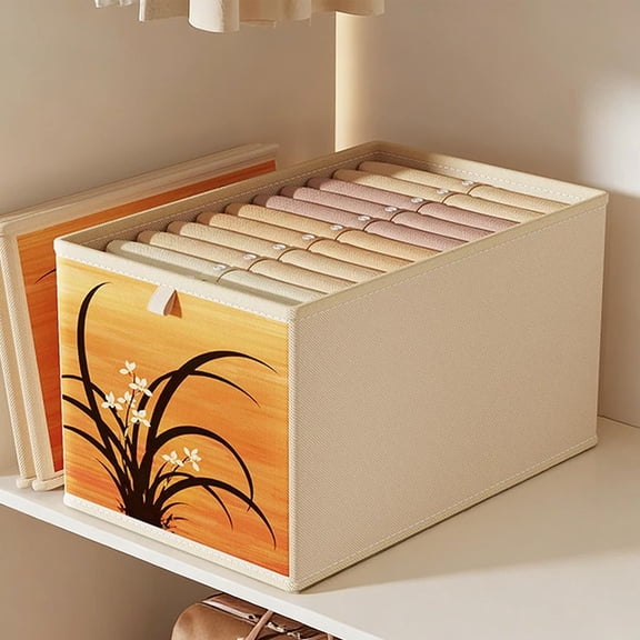 Gumesh Lidded Clothing Storage Boxes - Large Fabric Organizers with Dividers, Foldable Wardrobe Bin for Sweaters, Pants, Seasonal Clothes, Closet Organizer
