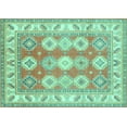 thumbnail image 1 of Ahgly Company Indoor Rectangle Geometric Turquoise Blue Traditional Area Rugs, 2' x 4', 1 of 4