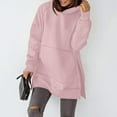 thumbnail image 4 of BLVB Oversized Sweatshirt for Women Long Sleeve Solid Color Hoodies Side Slit Loose Comfy Hooded Pullover with Pockets, 4 of 7