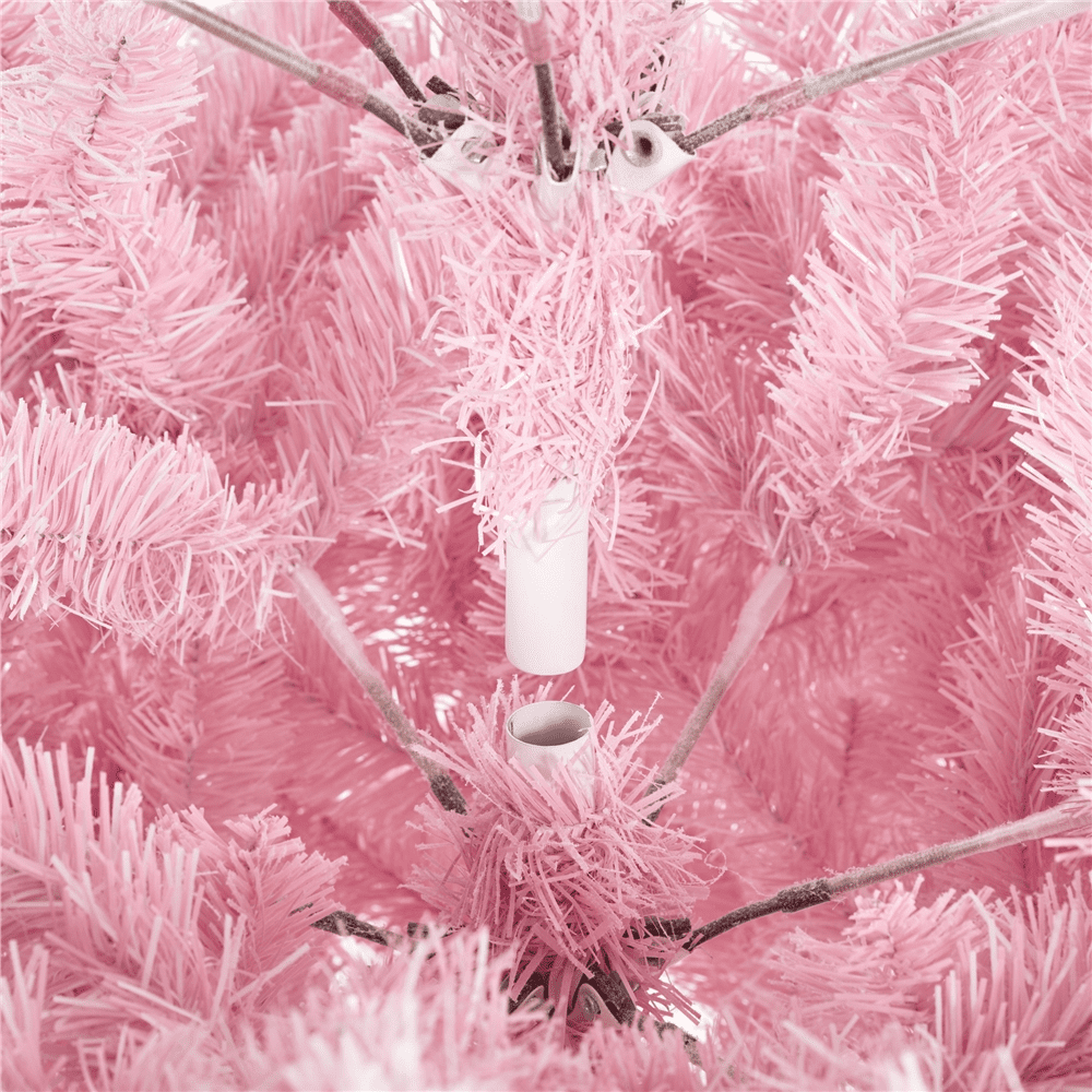 Alden Design 7.5Ft Flocked Artificial Christmas Tree with Foldable Stand, Pink Gradient