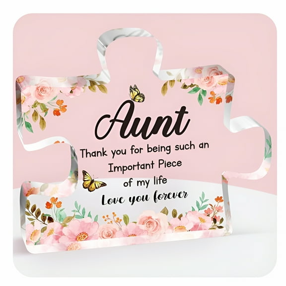 LAMIRO Aunt Gifts from Niece -Engraved Acrylic Block Puzzle Plaque Decorations -Delicate Gifts for Aunt-Mothers Day New Year Birthday Gifts for Aunt Auntie
