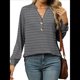 thumbnail image 1 of Camisas de Larga para Mujer, Jersey de Cuello en V A Rayas, Corte Holgado, Blusas Y2K con Botones, Conjuntos de Otoño para Mujer. Gris Oscuro XXL, 1 of 9