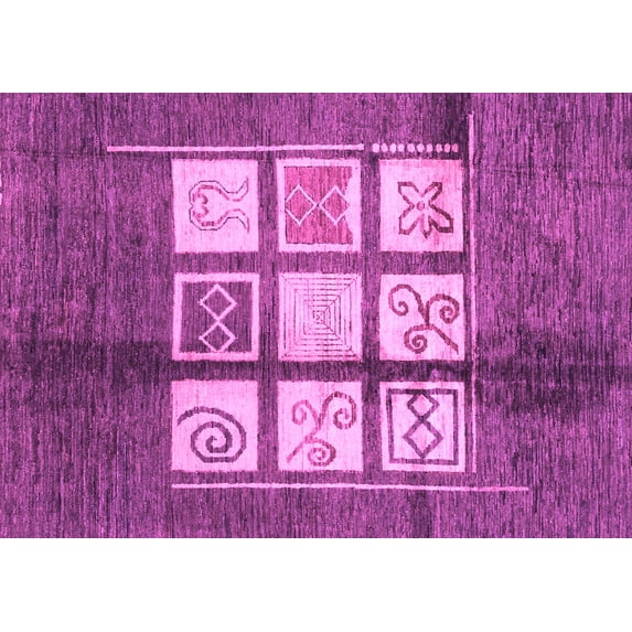 Ahgly Company Indoor Rectangle Oriental Purple Modern Area Rugs, 8' x 10'