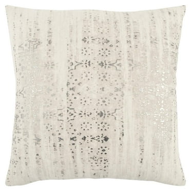 Rizzy Home Stripe 20" x 20" Down Pillow with Cotton/Flax Cover Natural/Silver