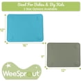 thumbnail image 3 of Manteles individuales de silicona con ventosa para bebés, niños pequeños y niños, silicona duradera de grado alimenticio con ventosa antideslizante, apto para lavavajillas, para mesa de comedor y restaurantes + estuche de viaje, paquete de 2, azul mate, verde grande, 3 of 5
