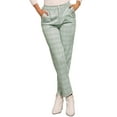 thumbnail image 1 of Pantalones de tartán a cuadros para mujer INSPIRE CHIC, elásticos, de cintura alta, rectos y largos, talla S, verde claro, 1 of 5