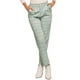 thumbnail image 1 of Pantalones de tartán a cuadros para mujer INSPIRE CHIC, elásticos, de cintura alta, rectos y largos, talla S, verde claro, 1 of 5