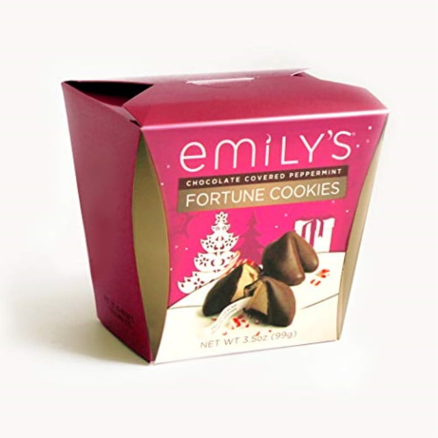 emily's fortune cookies, chocolate covered with peppermint, 3.5 ounce