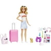 Barbie Malibu Doll & 10+ Accessories, Travel Set with Working Suitcase, Blonde Fashion Doll