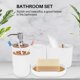 thumbnail image 4 of Juego de baño de bambú de 5 piezas, soporte para cepillo de dientes, vaso de vidrio, dispensador de jabón, jabonera, accesorios de baño, 4 of 8
