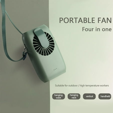 

Alueeu Waist Fan Hanging USB Charger Mini Neck Fan Hanging Desk Leafless Air Conditioni Lazy small fan multi-function hanging neck USB charging fan green